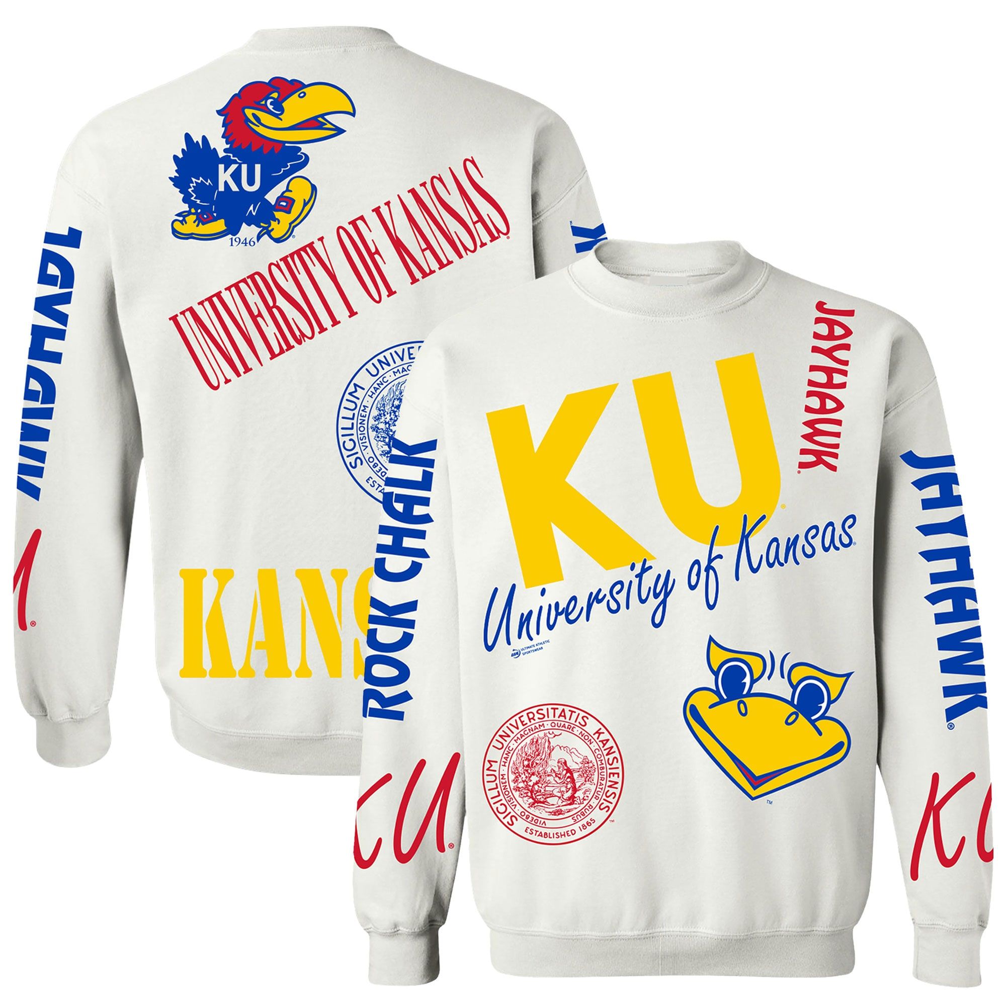 Kansas Jayhawks Unisex Retro Pullover Sweatshirt - White | Fanatics