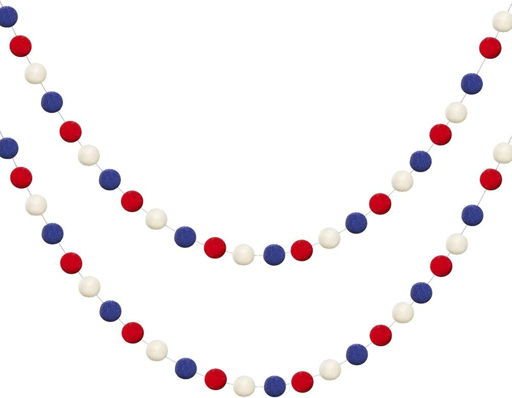 WILLBOND 2 Pieces Wool Felt Rainbow Ball Garland Colorful Pom Pom 6.5 ft Long 24 Ball Garland for... | Amazon (US)