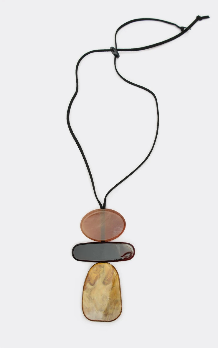 Multi Resin Shape Detail Pendant Necklace In Brown | EGO (UK)
