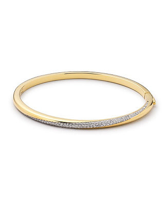 Kira Cubic Zirconia 14K Gold-Plated Bangle Bracelet | Macy's