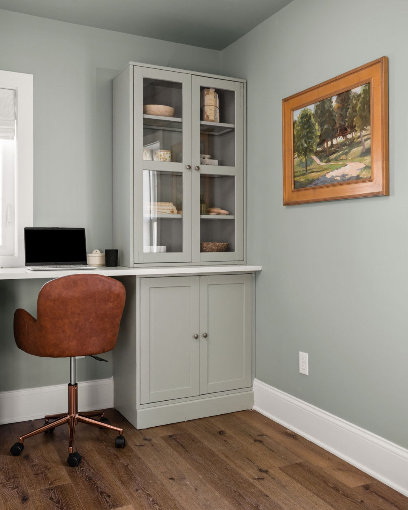 Make a loft space feel custom by using pre-fabricated bookshelves or cabinets and adding a custom cut stone slab for the top!

#LTKhome