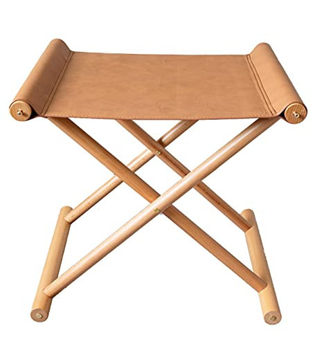 SORBARIA Vegan Soft Leather Solid Beech Wood Multipurpose Foldable Portable Foot Stool Vanity Stool Ottoman Stool or Freestanding Magazine Holder -Van Dyke Brown | Amazon (US)