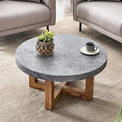 Modern Texture MDF Round Coffee Table - 31.4" Diameter.A Modern Retro Circular Coffee Table With A Diameter Of 31.4 Inches, Made Of MDF Material, Suit | Wayfair North America