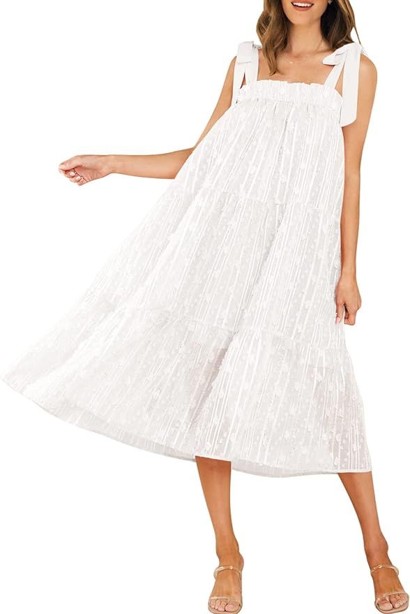 MIHOLL Womens Summer Dresses Casual Sleeveless Loose Fit Chiffon Long Midi Dress | Amazon (US)