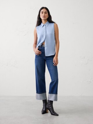 Silky Collared Top | Banana Republic Factory