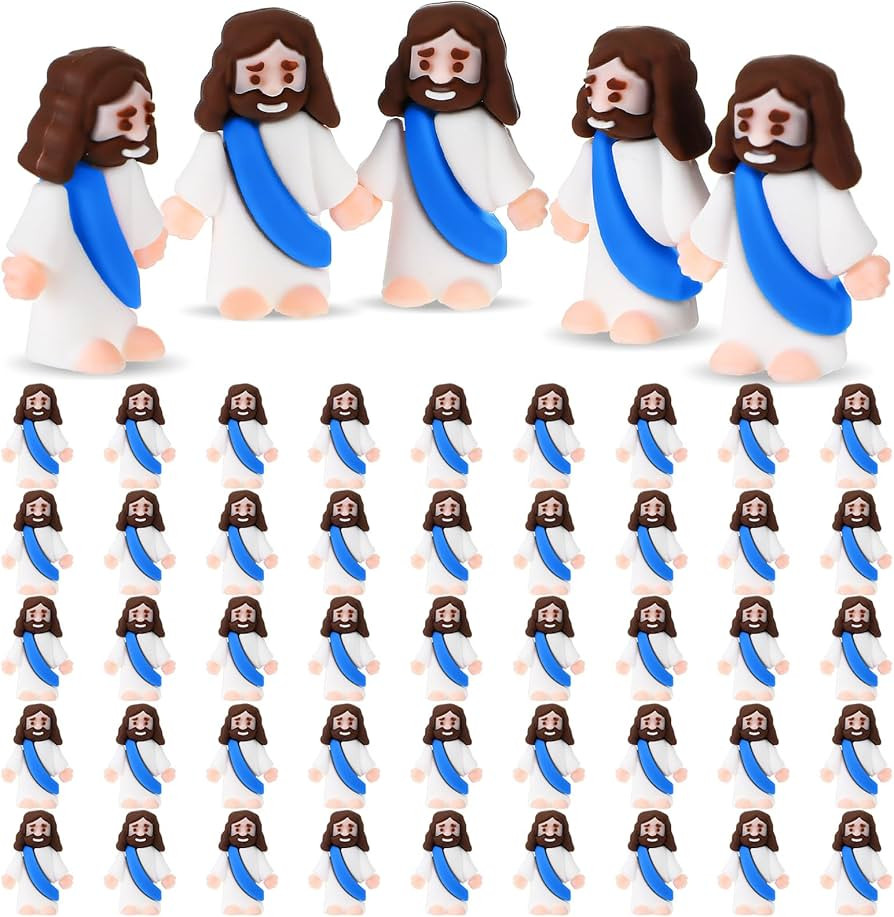 Sumind 50 Pcs Jesus Toys Easter Original Design Mini Rubber Jesus Figurine to Hide and Seek Relig... | Amazon (US)