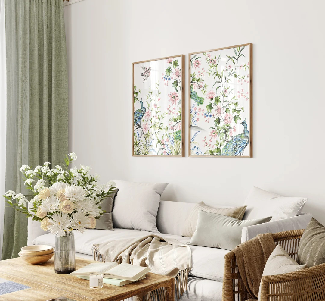 White Chinoiserie Wall Decor 24 by 36 Inches Set of 2 - Etsy | Etsy (US)