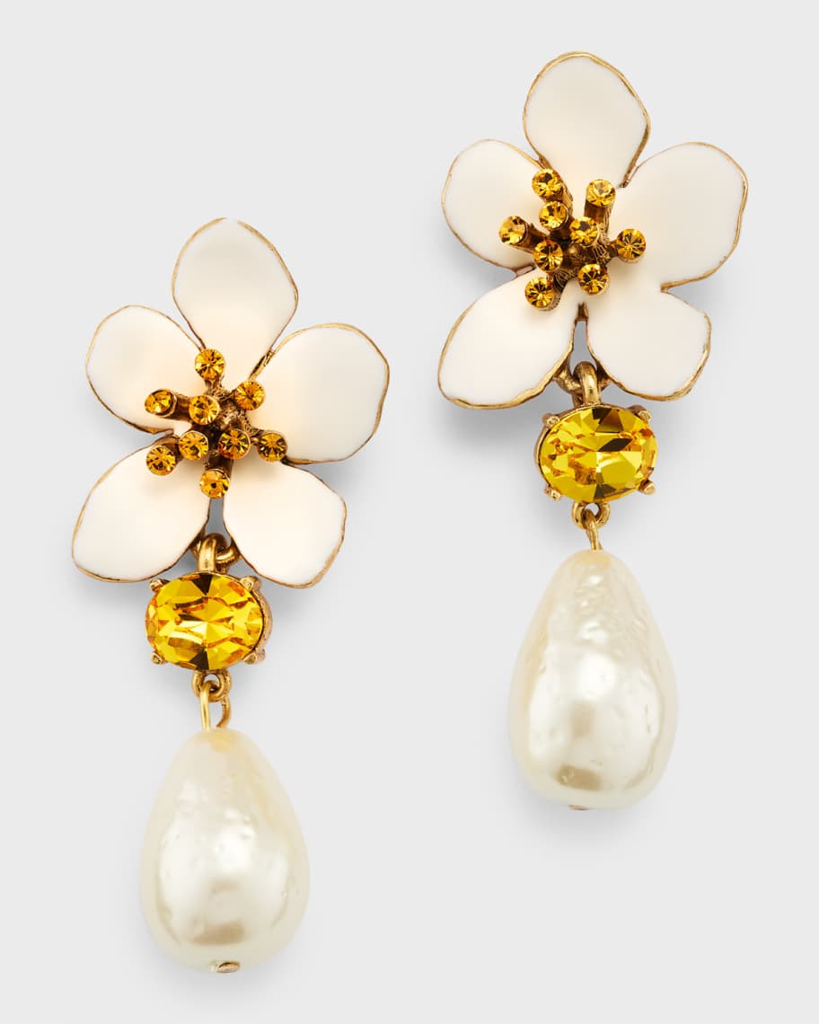 Enamel Flower Earrings with Stones | Neiman Marcus