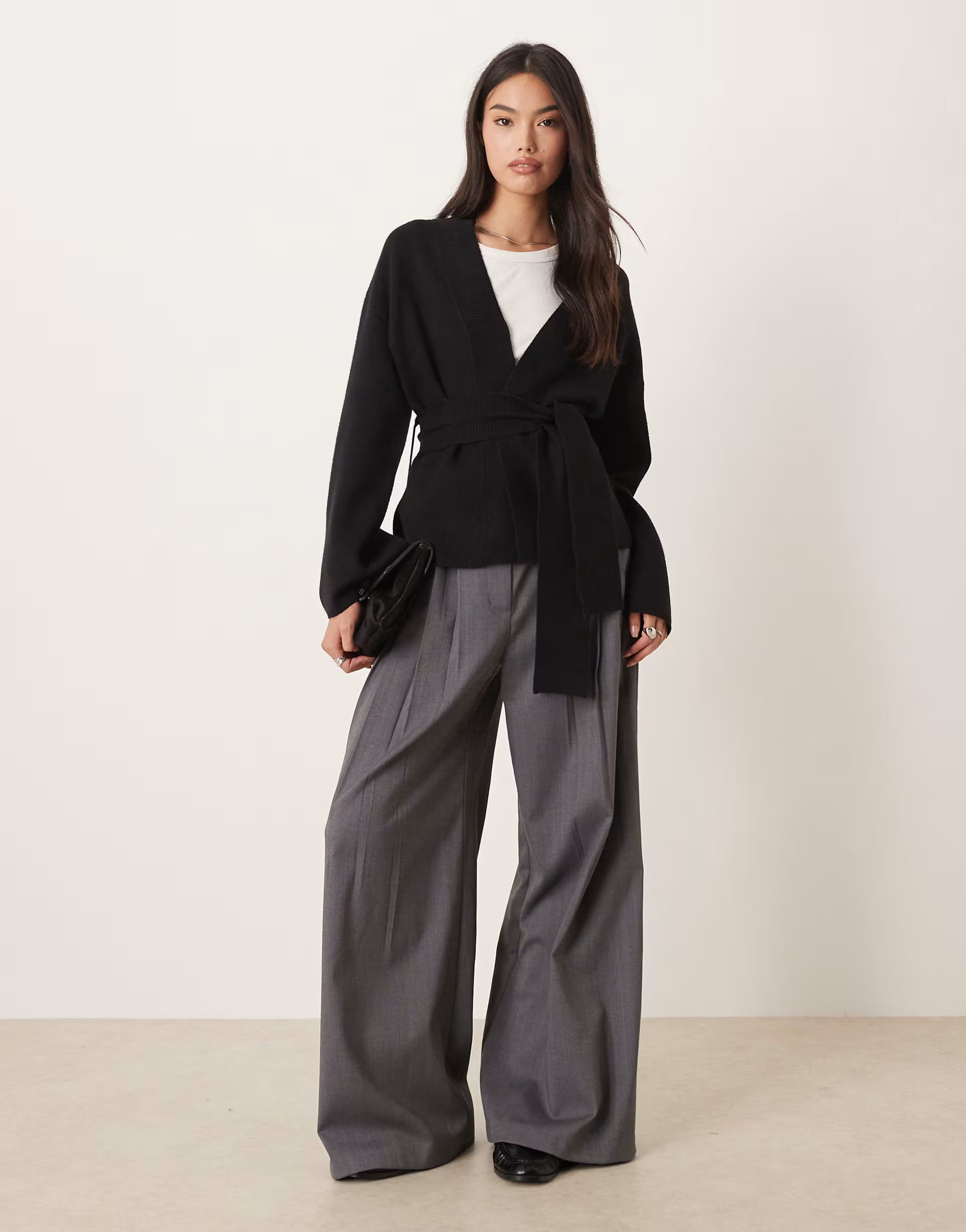 Gina Tricot knit wrap kimono cardigan in black | ASOS | ASOS (Global)