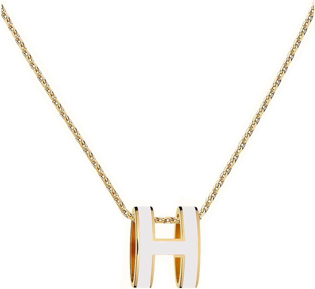 Yuangu Classic Letter Design 18K Gold Plated Girl Necklace Colorful Color Optional Women's Gift | Amazon (US)