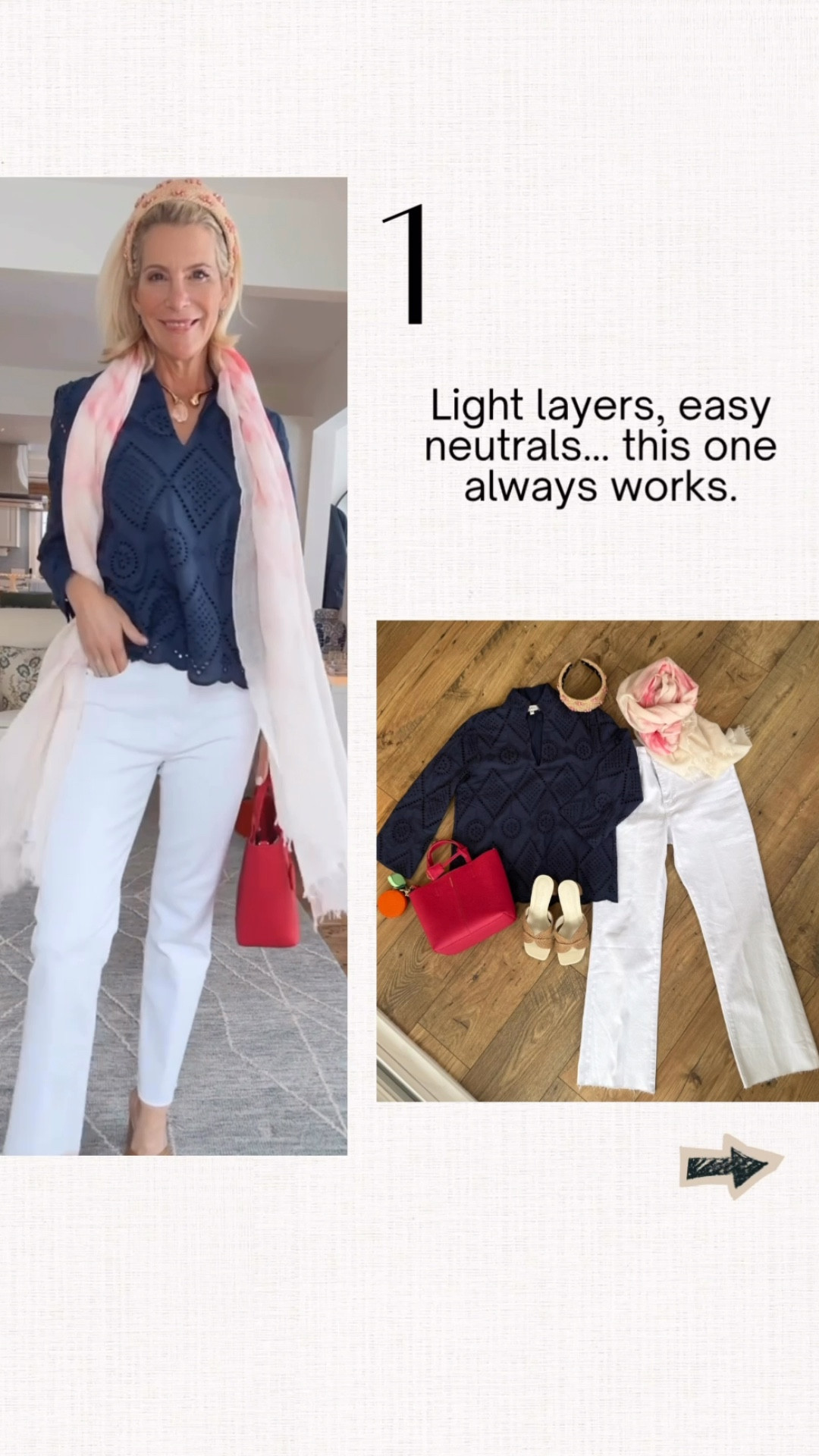 Classic summer outfit with lightweight layers and scarf. 

#LTKOver40 #LTKootd