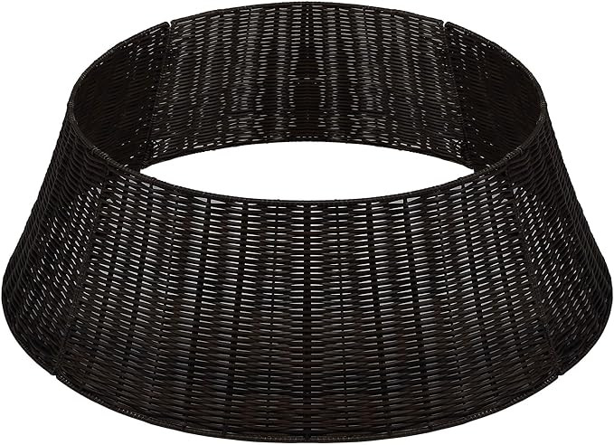 Kuopociaga Christmas Tree Collar Basket Handwoven Plastic Skirt, 4-Section Black | Amazon (US)