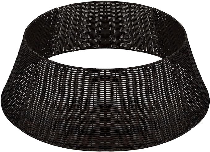 Kuopociaga Christmas Tree Collar Basket Handwoven Plastic Skirt, 4-Section Black | Amazon (US)