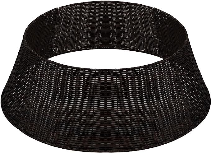 Kuopociaga Christmas Tree Collar Basket Handwoven Plastic Skirt, 4-Section Black | Amazon (US)