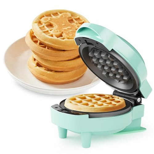 SUNVIVIPRO 6 in 1 Mini Waffle Maker, 4” Waffle Iron with Removable Non-stick Plates, Perfect Mini Waffle Maker Machine for Kids and Families, Light Blue | Amazon (US)