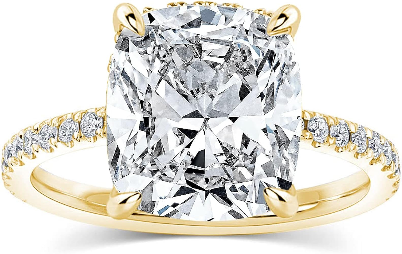 RODIFFY 4CT Cushion Cut Promise Ring for Women,White/Yellow Stone Ring,925 Sterling Silver 18K Ye... | Amazon (US)