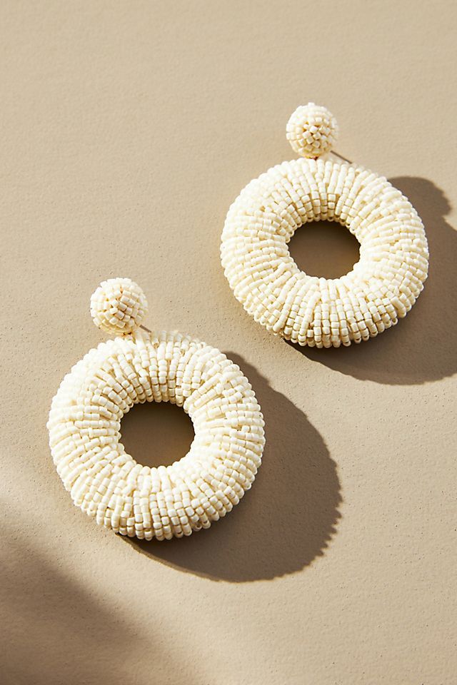 Beaded Drop Hoop Earrings | Anthropologie (US)