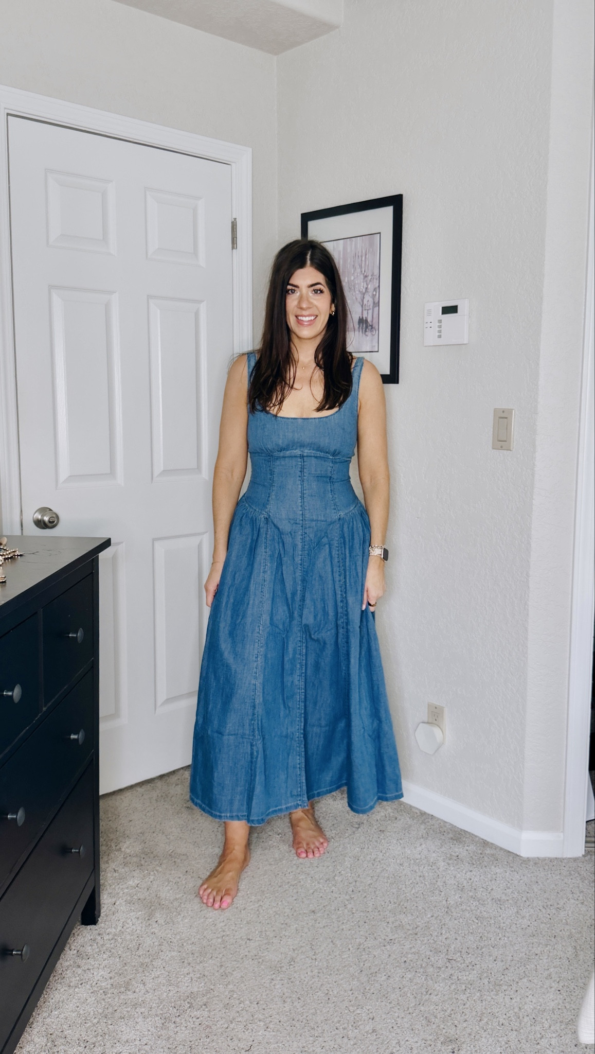 In a medium drip waist dress- code aftia 

#LTKTall #LTKOver40 #LTKMidsize