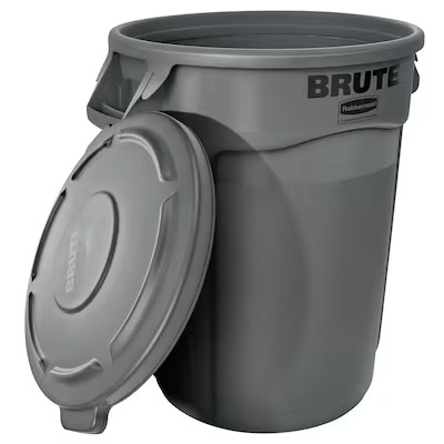 Rubbermaid Commercial Products  Brute 32-Gallon Gray Plastic Trash Can with Lid | Lowe's