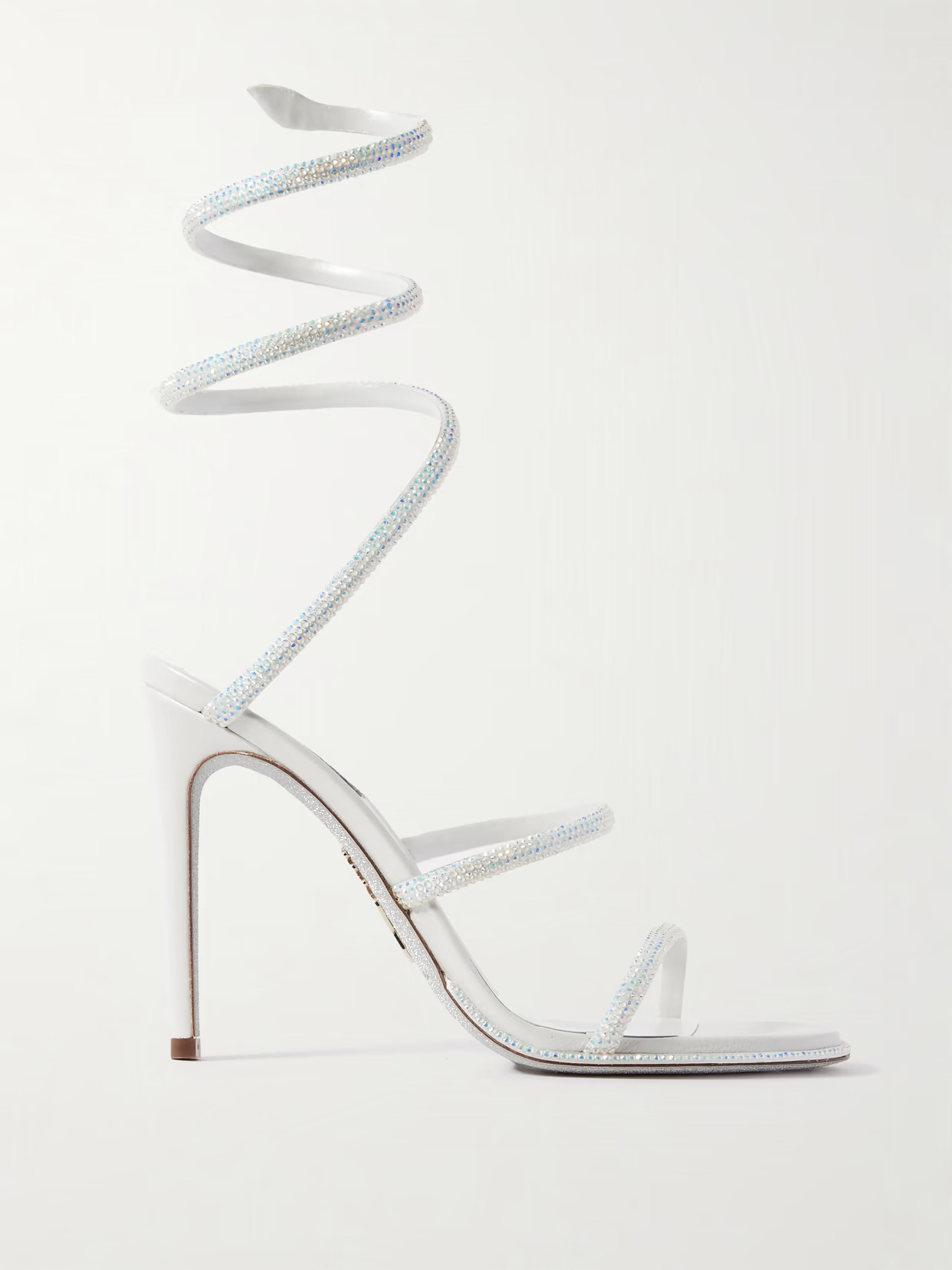 René Caovilla - Cleo Crystal-embellished Satin Sandals - White | NET-A-PORTER (US)