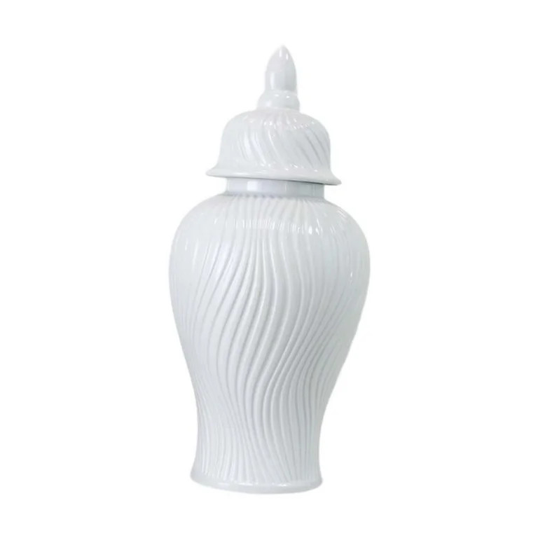 Kokiya Ceramic Ginger Jar Organizer with Lid Decorative Jar for Office Bedroom Home White | Walmart (US)