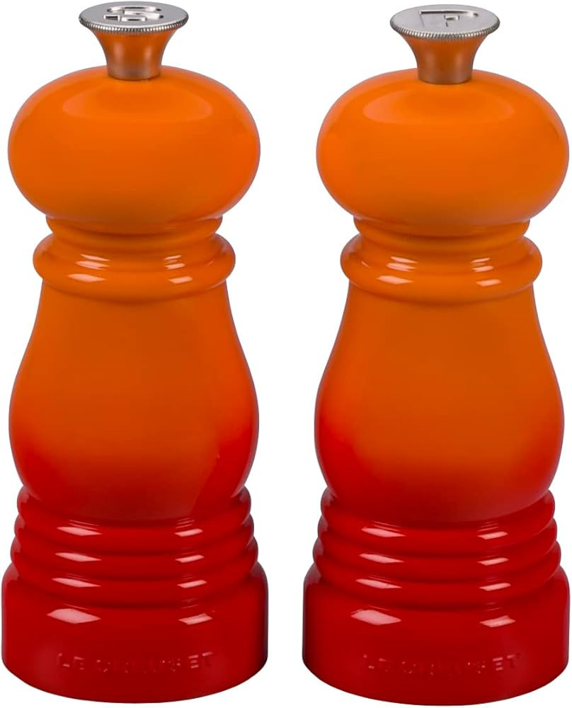 Le Creuset Petite Salt and Pepper Mill Set, 5" x 2" each, Flame | Amazon (US)