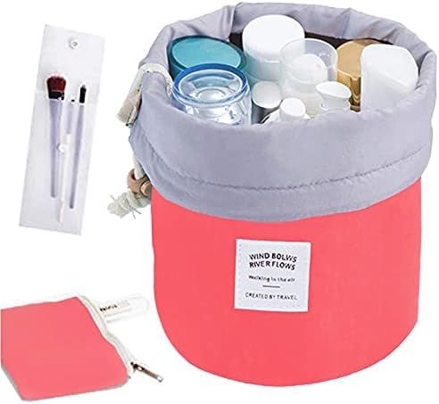 INVODA Cosmetic Bag for Women Barrel Shaped Travel Makeup Bags Large Capacity Soft Waterproof Por... | Amazon (US)