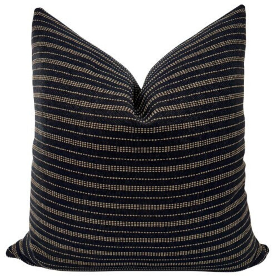 Jute Stripe | Black Boho Pillow Cover, Pillow Cover, Black Pillow Cover, Tribal Pillow Cover, Bla... | Etsy (US)