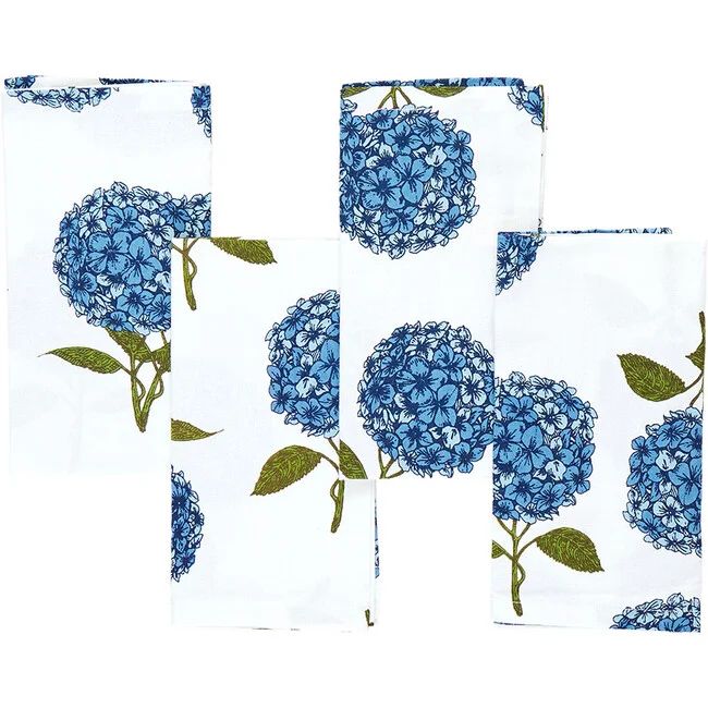 Oversized Printed Napkin Set, Blue Hydrangeas (Pack Of 4) | Maisonette