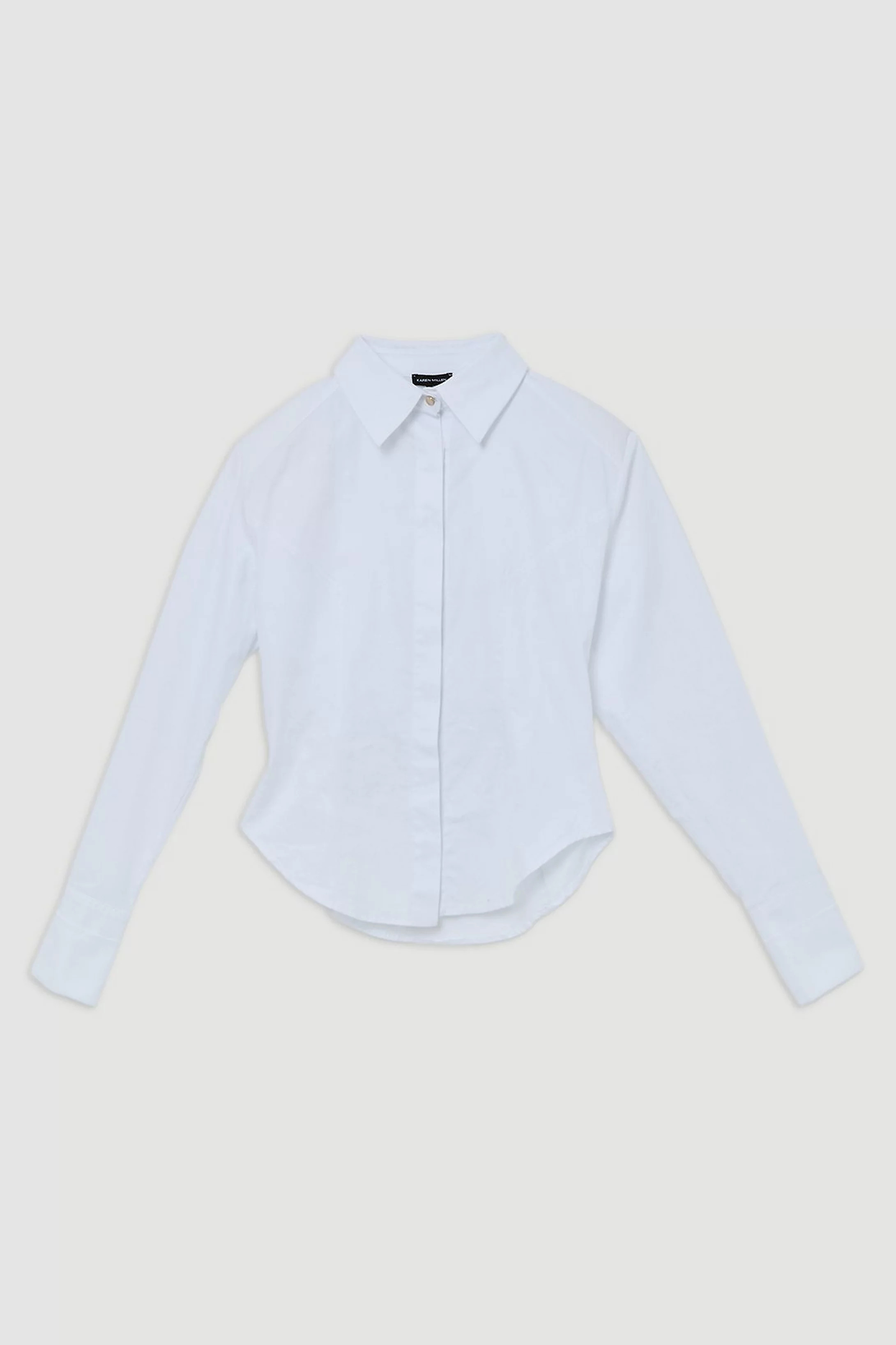 Cotton Poplin Waist Detail Woven Shirt | Karen Millen UK + IE + DE + NL