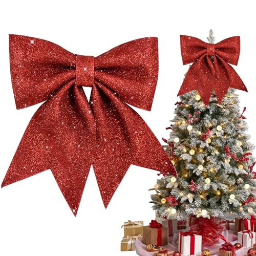 TONIFUL 12x14 Inch Glitter Bow Red shiny Christams Bow for Home Party Wedding Indoor Decoration， Gift Wrapping Accessories, Christams Whreath Bow DIY Handcraft Bow | Amazon (US)