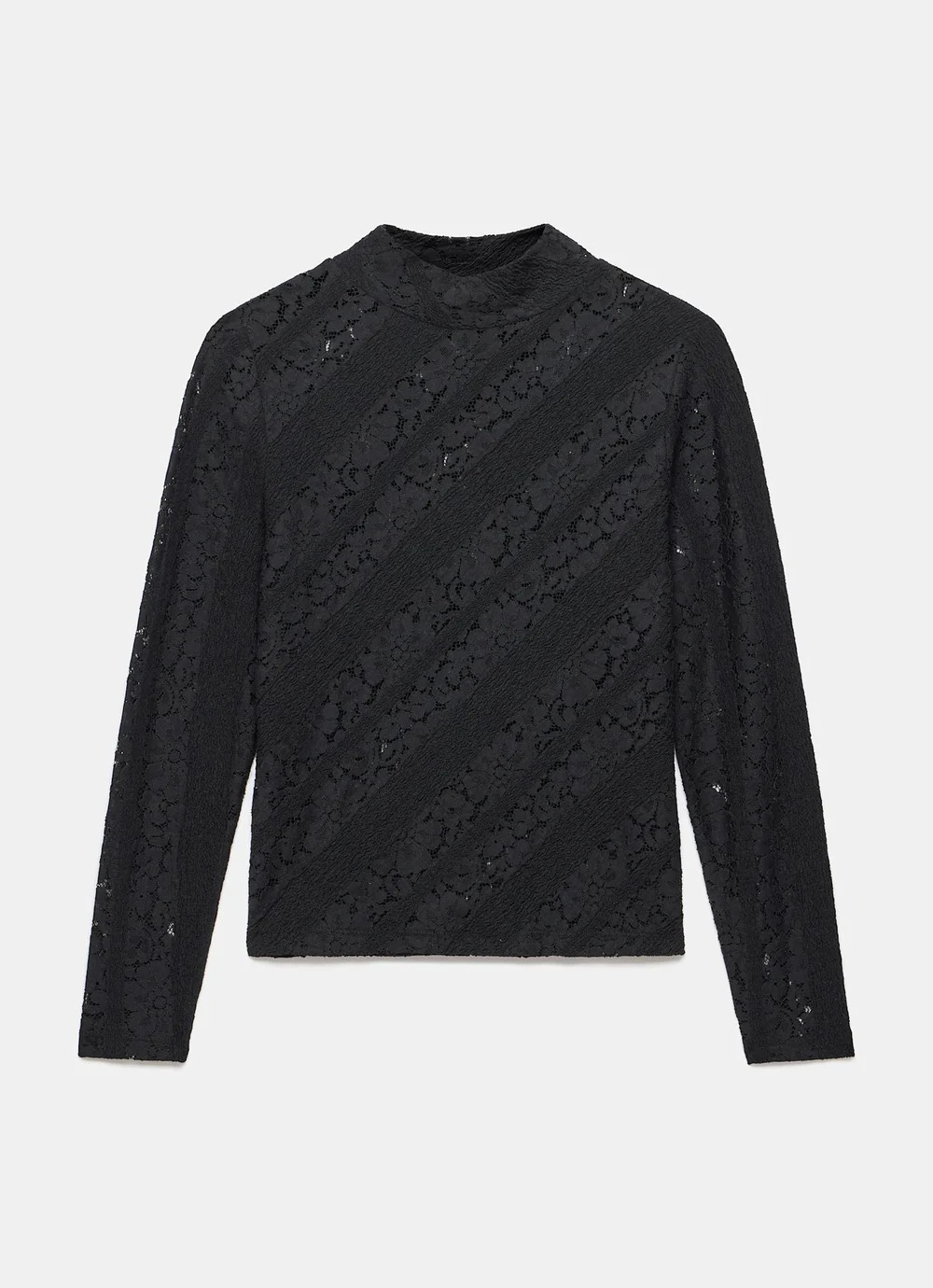 Black Lace High Neck Top | Mint Velvet