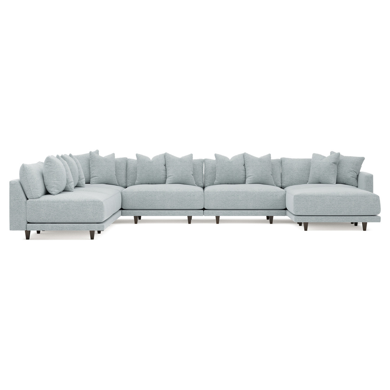 Toulouse Mist Performance Modular 7-Piece Corner Sectional With Ottoman - Right End - 171 | Kathy Kuo Home