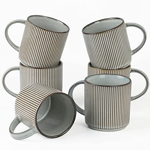 famiware Coffee Mug Set for 6, Star 12 oz Catering Mugs Cup Set with Handle for Coffee, Tea, Coco... | Amazon (US)