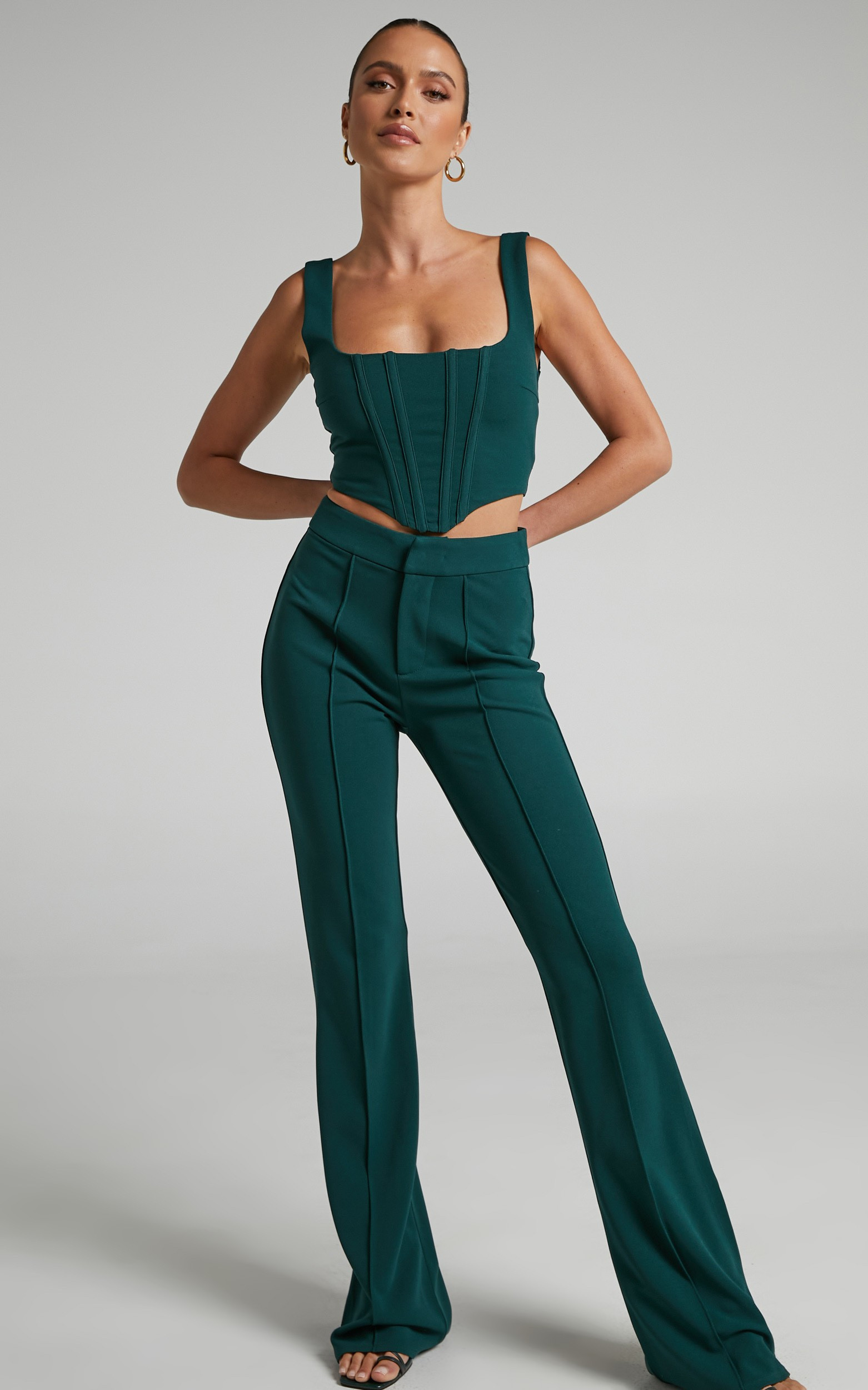 Ritta Corset Top and Pants Two Piece Set in Emerald | Showpo (US, UK & Europe)
