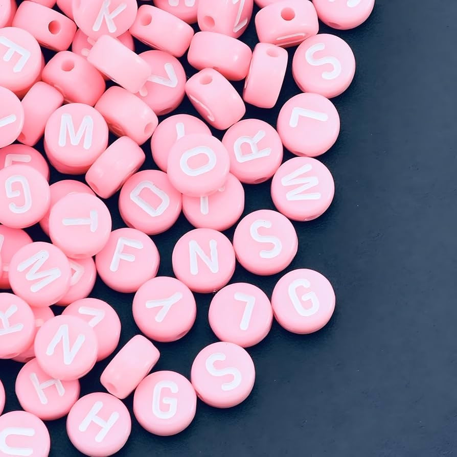 1600Pcs Pink and White Round Letter Beads A-Z, 4X7mm Acrylic Alphabet Beads for Friendship Bracel... | Amazon (US)