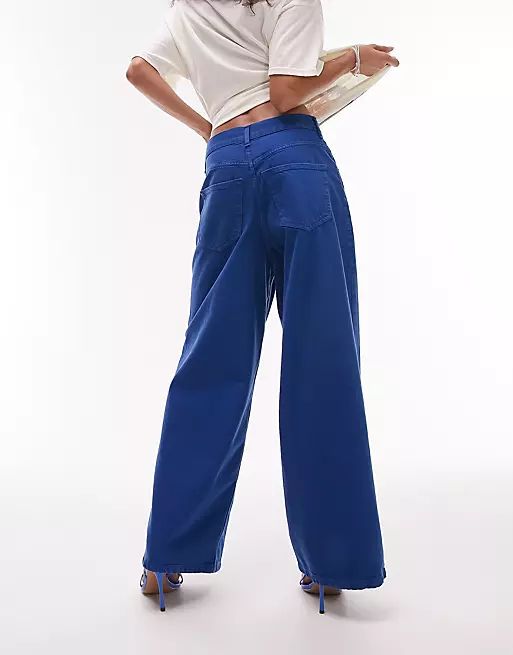 Topshop low-slung jeans in cobalt blue | ASOS (Global)