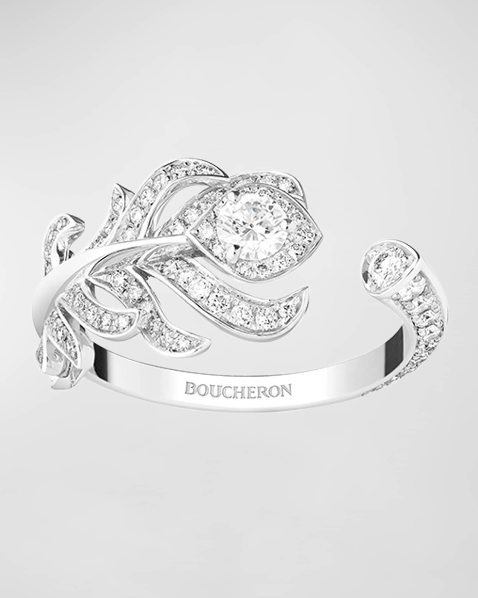 Plume de Paon 18K White Gold Diamond Ring | Neiman Marcus