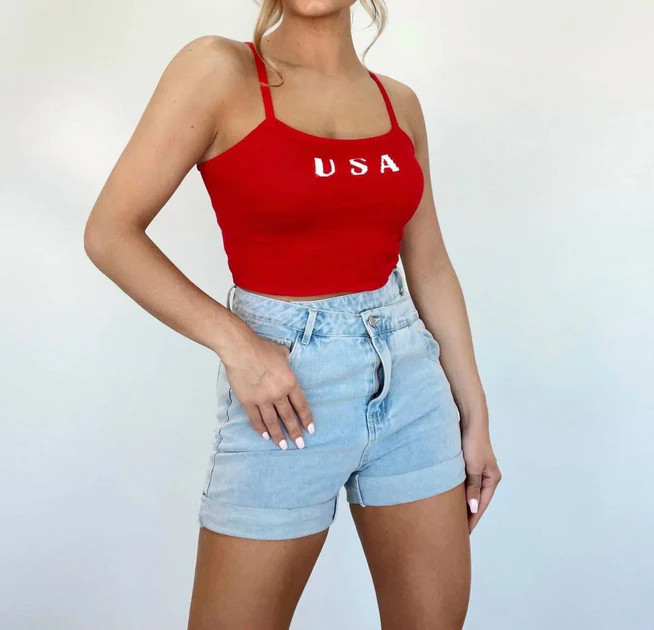 Usa Knit Tank Top In Red | Shop Simon