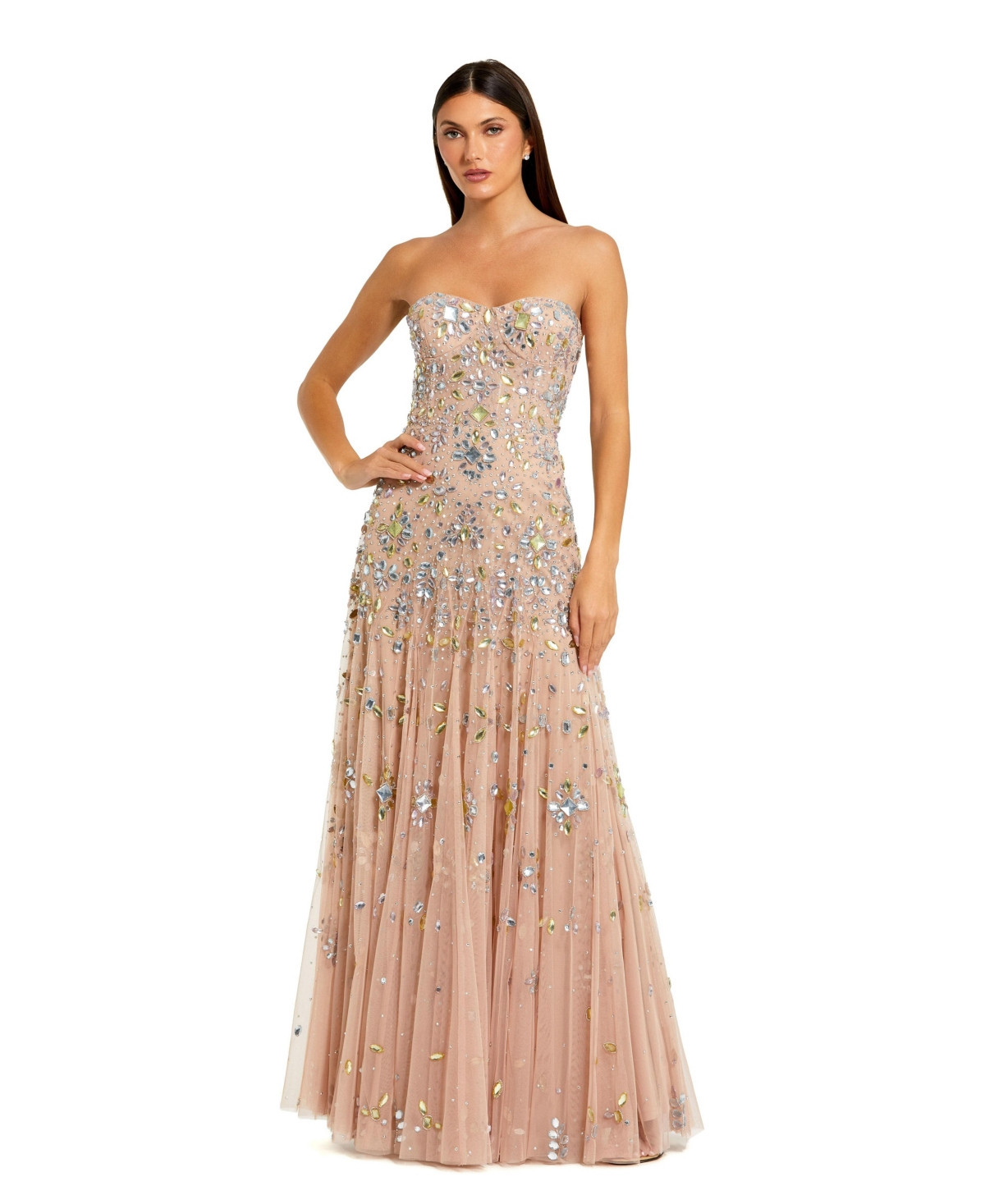 Mac Duggal Women's Strapless Sweetheart Embellished Net Gown - Light rose | Macy's
