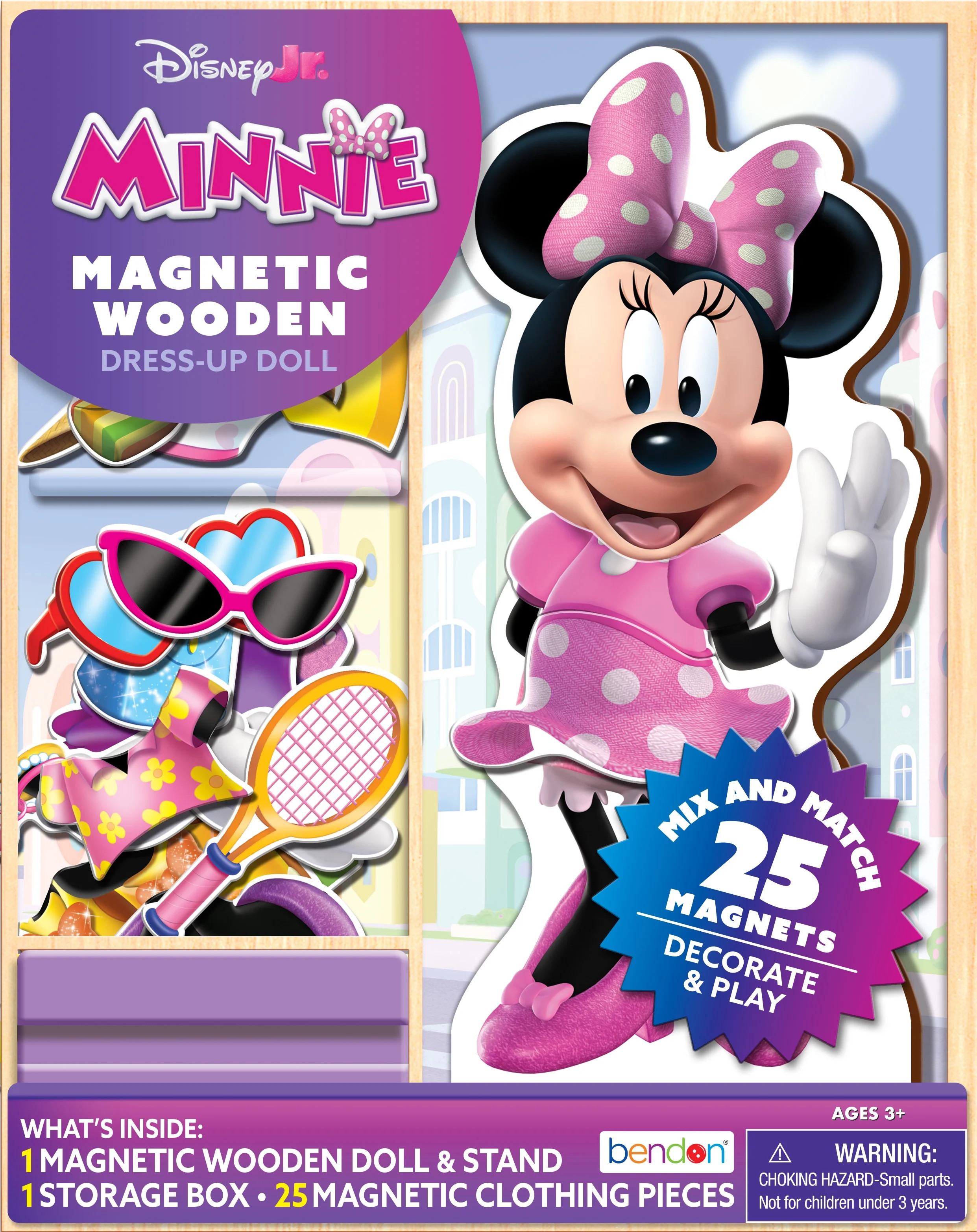 Disney Junior Minnie Mouse 25- Piece Magnetic Wooden Doll Dress up Pre-School Play Set | Walmart (US)