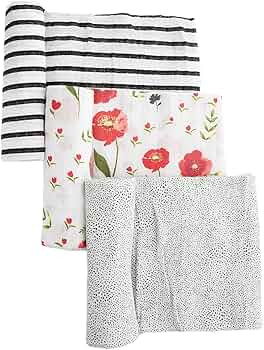Little Unicorn – Pressed Petal Set Cotton Muslin Swaddle Blanket Set | Set of 3 | 100% Cotton |... | Amazon (US)