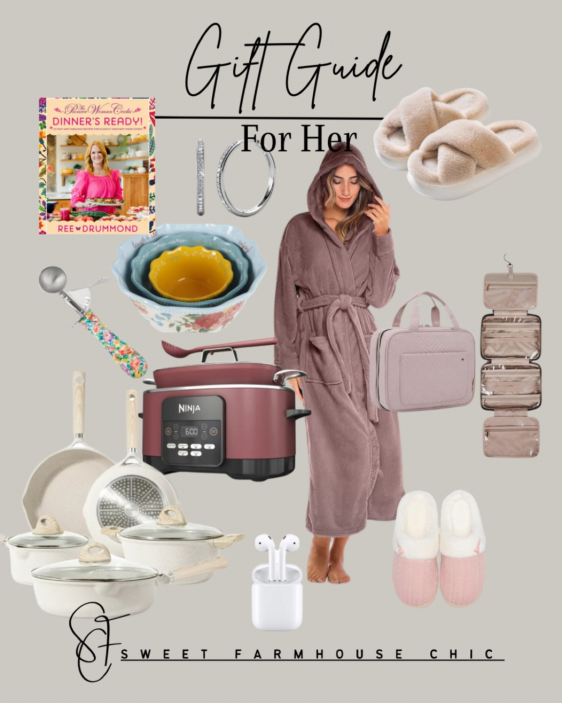Gift Guide For Her

Robe, slippers, crystal hoop earrings, The Pioneer Woman cookbook, The Pioneer Woman cookie scoop, toiletry travel bag, The Pioneer Woman serving bowls, non-stick pots and pans, Ninja Foodie Possible Cooker, Apple air pods with charging case



#LTKHoliday #LTKGiftGuide #LTKsalealert