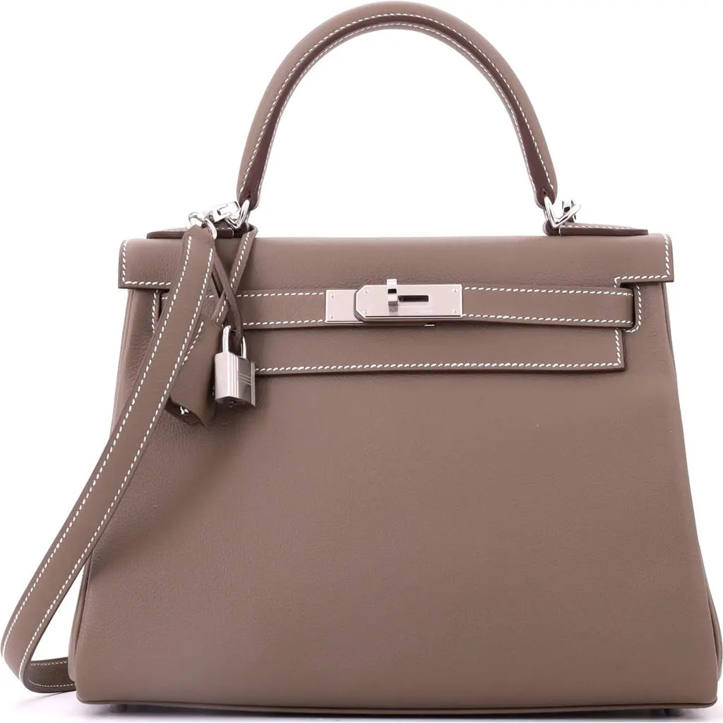 Pre-Owned Hermes Kelly Handbag Grey Evercolor with Palladium Hardware 28 at Nordstrom, Size Small | Nordstrom