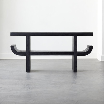 Pagoda 60'' Black Acacia Wood Console Table Best Sculptural Console Tables