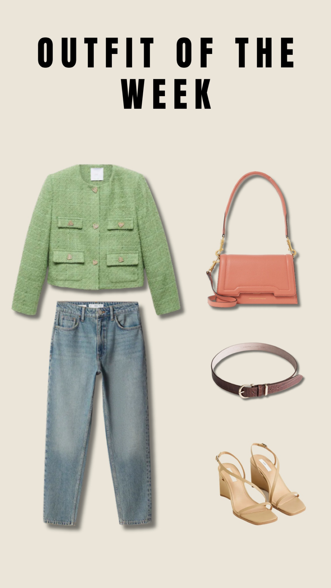 Outfit of the week ✨

outfit inspiration, transitional outfit, & Other Stories, Croco brown leather belt, leather wedge sandals, H&M, Bitti leather shoulder bag, Taste, de Bijenkorf, new collection, salmon pink bag, sustainable, high waist mom jeans,  Mango, pastel green tweed jacket with jewel buttons, Netherlands 

#LTKstyletip #LTKeurope #LTKSeasonal