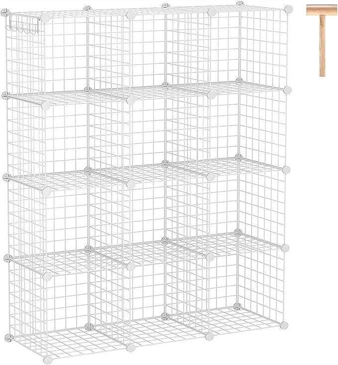C&AHOME Wire Cube Storage, 12-Cube Storage Organizer Metal, C Grids Storage Bins Shelving, Modula... | Amazon (US)