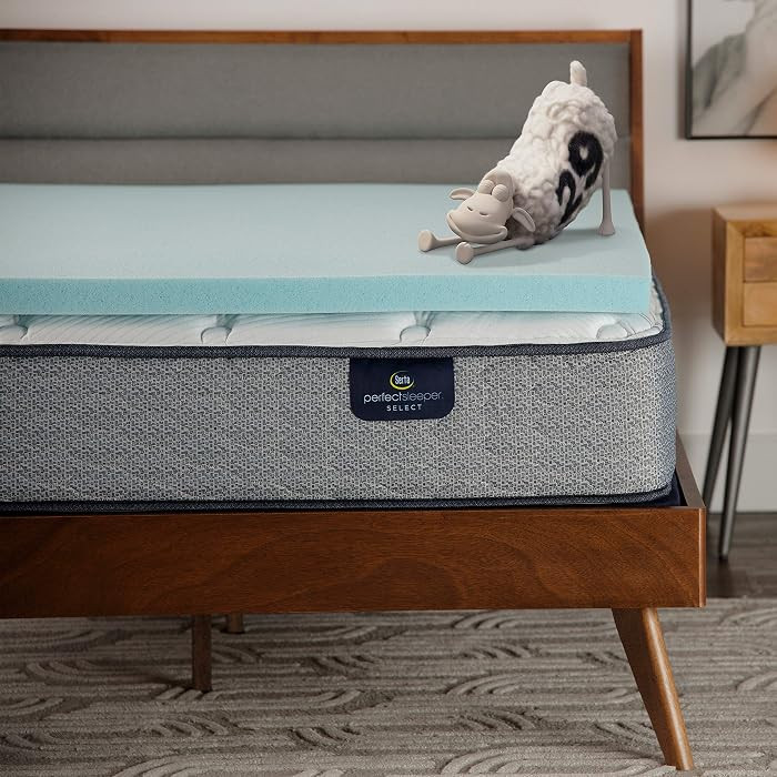 Serta ThermaGel Cooling, Pressure-Relieving Memory Foam Mattress Topper, 2 Inch, Twin XL, Blue | Amazon (US)