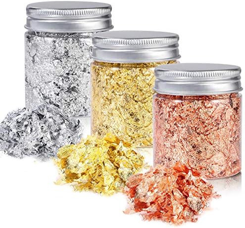 YULIKTOR Gold Foil Flakes for Resin,3 Bottles Metallic Foil Flakes 15 Gram,Imitation Gold Foil Flake | Amazon (US)