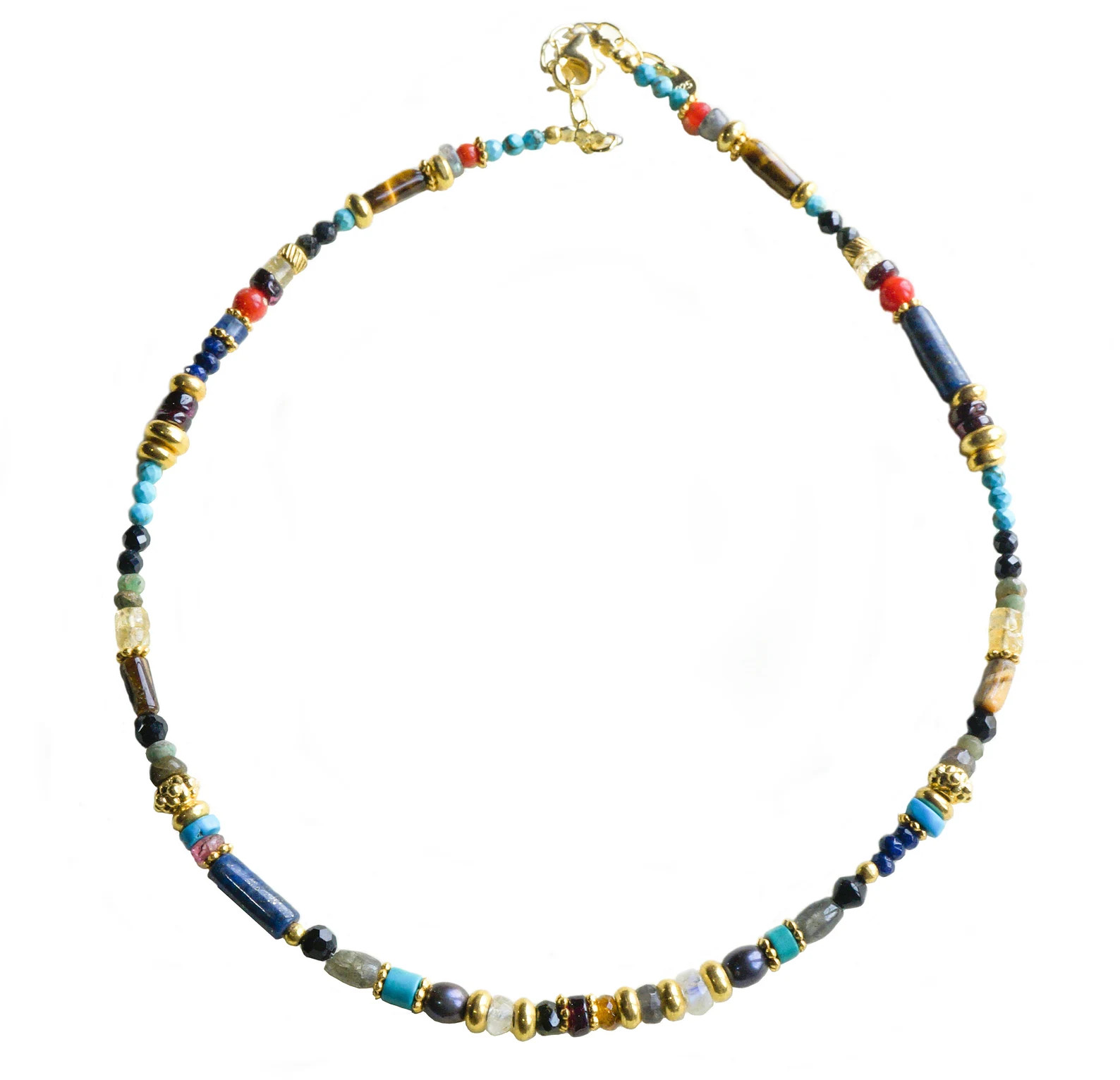 Multicolor Gemstone Choker Necklace: Gold Plated Sterling Silver | Etsy (Global)